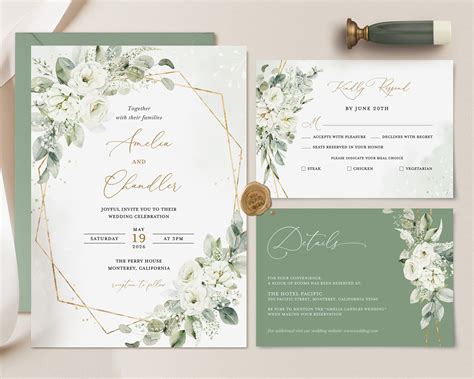 Green Wedding Invitations .